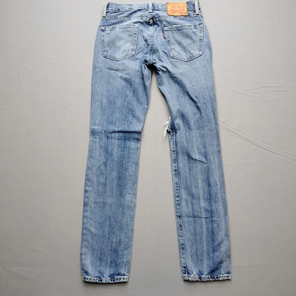Levis 511 Slim Fit Jeans Mens 29x32 Light Wash Distressed Denim 32-3455